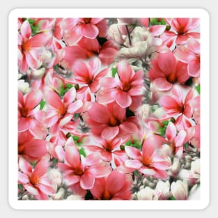 Pink magnolias, digital flower print Sticker